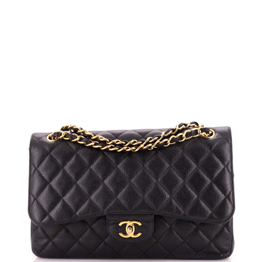Chanel Jumbo Classic Double Flap Bag Quilted Caviar